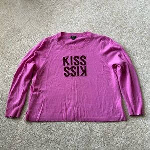 J. Crew Kiss Kiss Women’s 3XL 100% Cashmere Pink Sweater Valentines Day